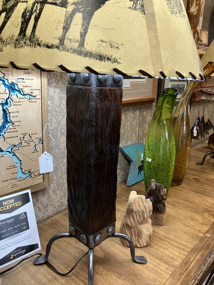Dark Wood and Metal Table Lamp